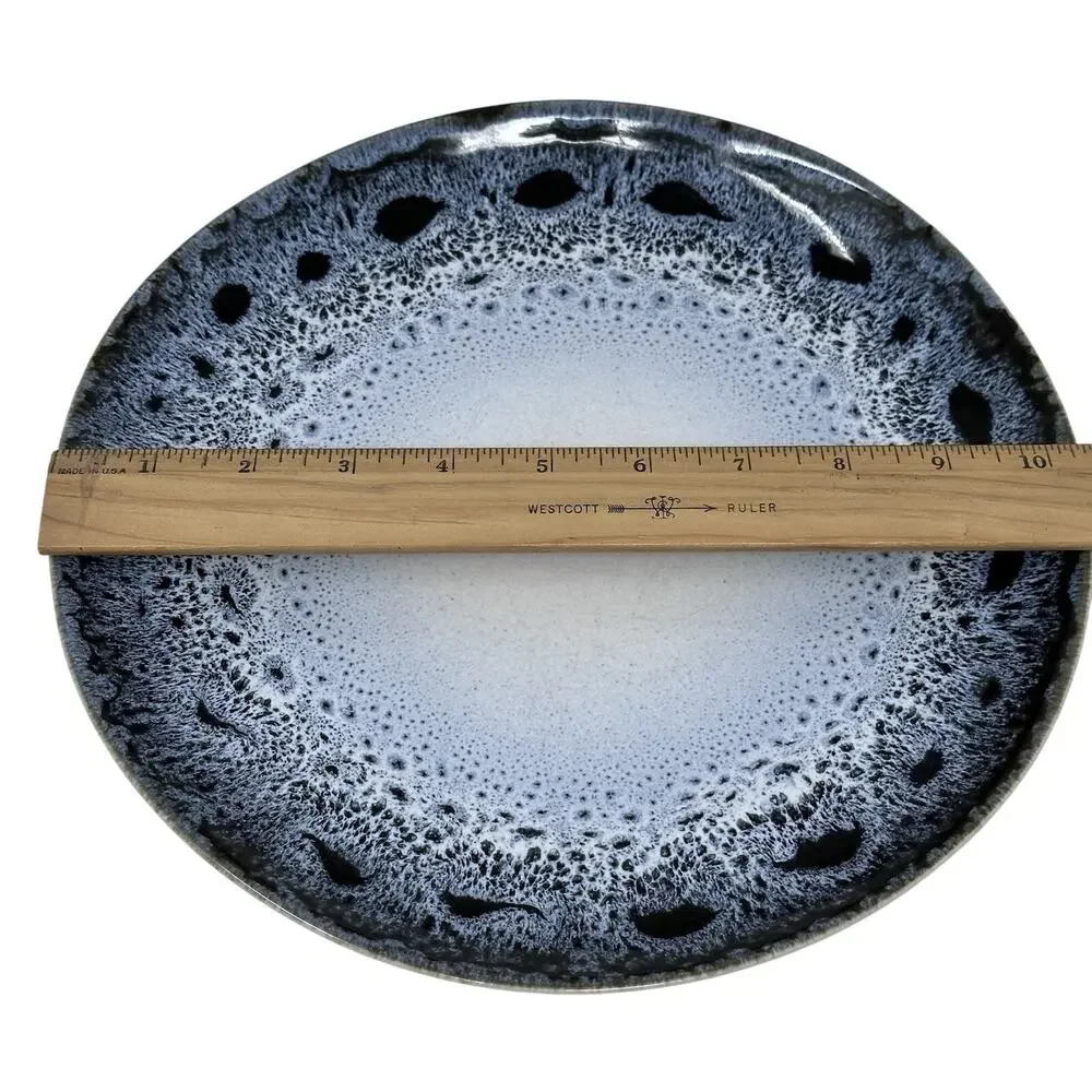 West Elm Reactive Glaze 3 pc. Place Setting Blue, Black, White Brown